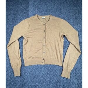 Vintage Fossil Womens Tan Clear Beaded Buttons Angora Blend Soft Y2K Sweater M
